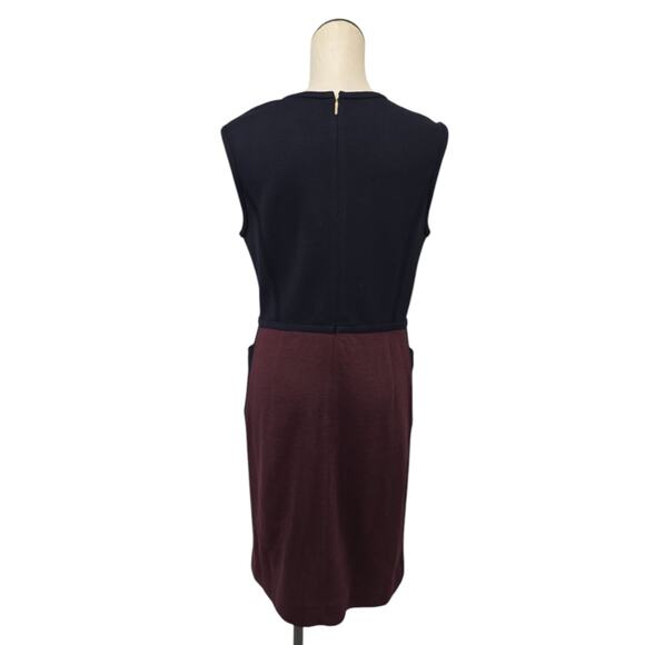 Tory Burch Ponte Knit Sheath Dress Size Large Colorblock Wool Blend Sleeveless‎ - Picture 2 of 9